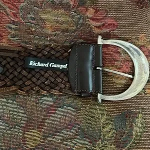 Richard Gampel Brown leather braided belt- silver. adjustable for any size Richard Gampel | Accessories | Richard Gampel Brown Leather  main image 4